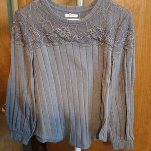 Maurices Purple Long Sleeve Lace Top